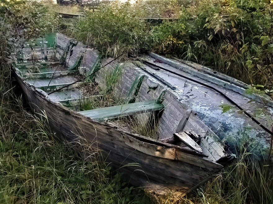 Derelict fishing boats once used to fish Lake Superior.