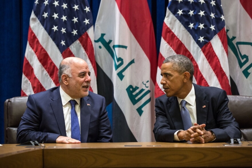 President Barack Obama and Prime Minister Haider al-Abadi of Iraq hold a bilateral meeting at the United Nations in New York, N.Y., Sept. 24, 2014. 