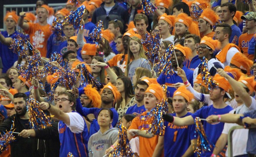 The Rowdy Reptiles cheer on the Gators.