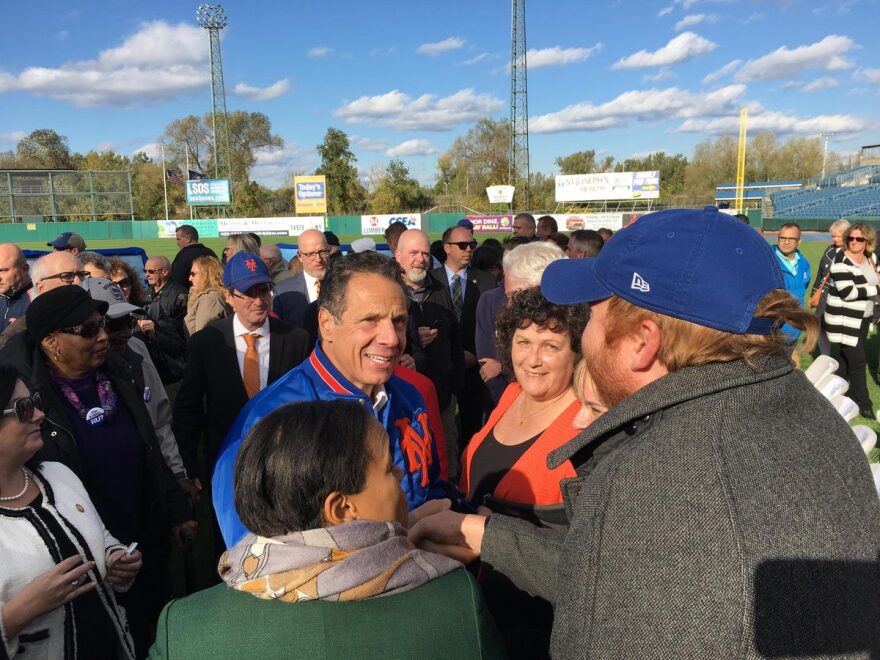 Gov. Andrew Cuomo announces a deal with the New York Mets. TOM MAGNARELLI / WRVO PUBLIC MEDIA