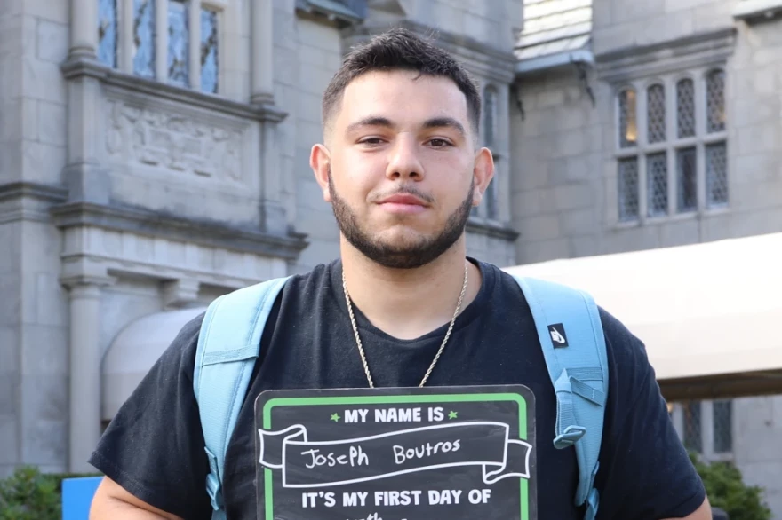 Joseph Boutros, seen here in September 2025, was a student at Salve Regina University.