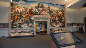 The Thomas Hart Benton mural "Independence and the Opening of the West" remains in its original location where the entrace to the museum used to be.