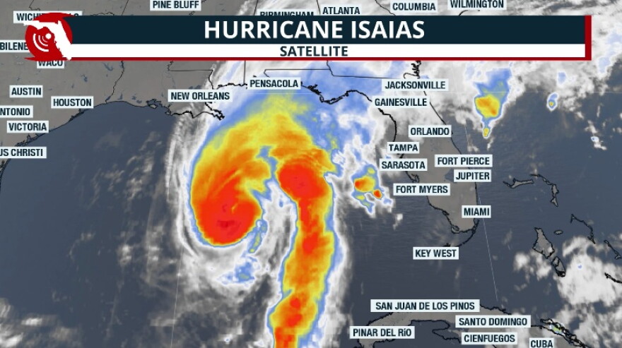 Satellite image of Cat 3 Hurricane Isaias at 2 p.m. Eastern Time.