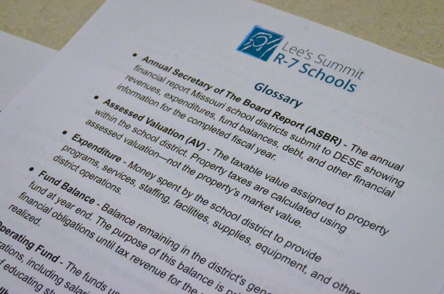 A glossary used at a town hall meeting in the Lee's Summit school district aimed to help educate attendees on the school board's upcoming tax rate decision.