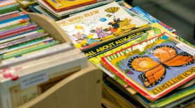 Dozens of books were made available to students at the Curls for Queens event on September 18 (Craig Moore/ WFSU Public Media)