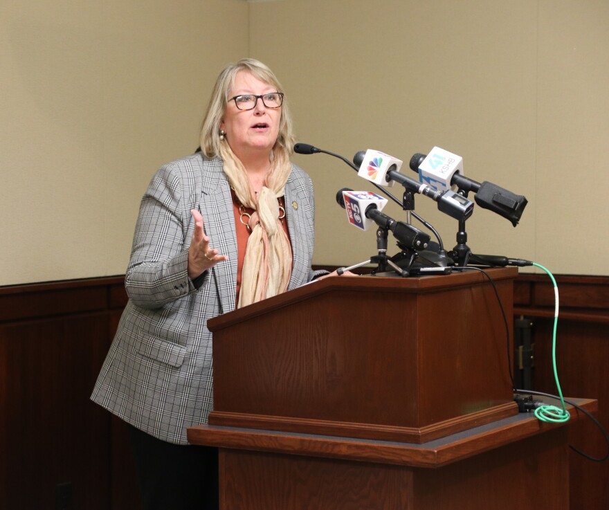  State Senator Molly Baumgardner speaking to the media