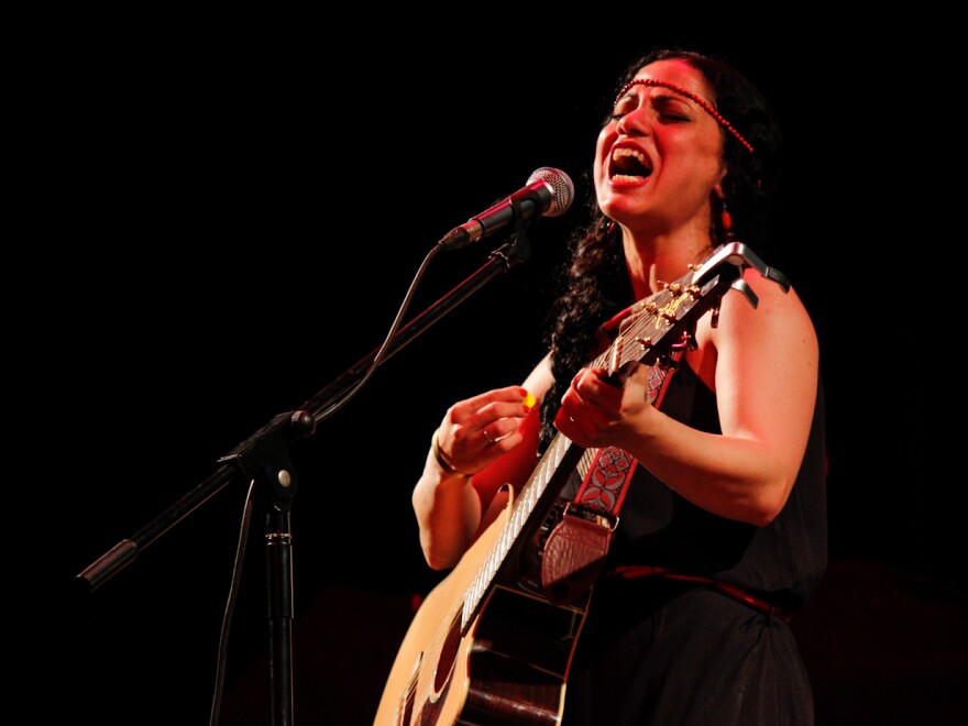 Emel Mathlouthi, known as the voice of Tunisia's revolution, performs at Qasr El Nil Theater. Her songs of freedom left the audience weeping.
