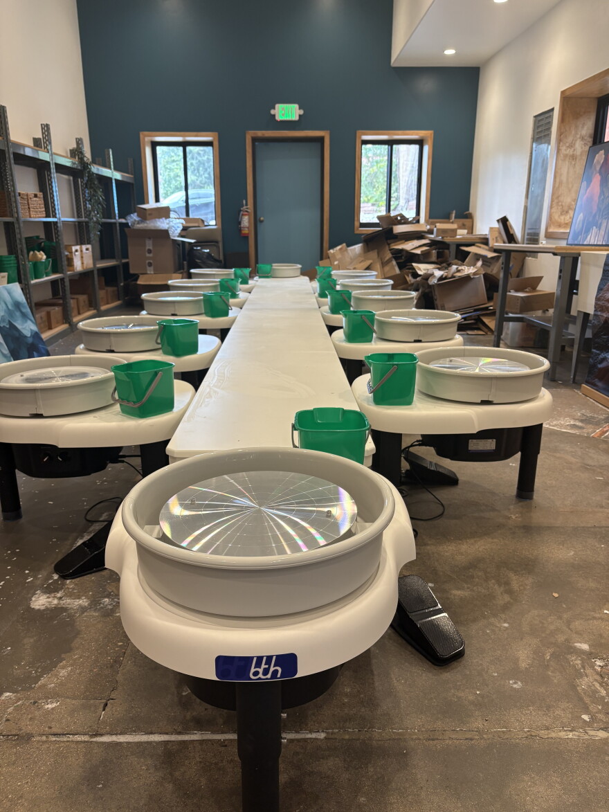 An empty pottery studio.