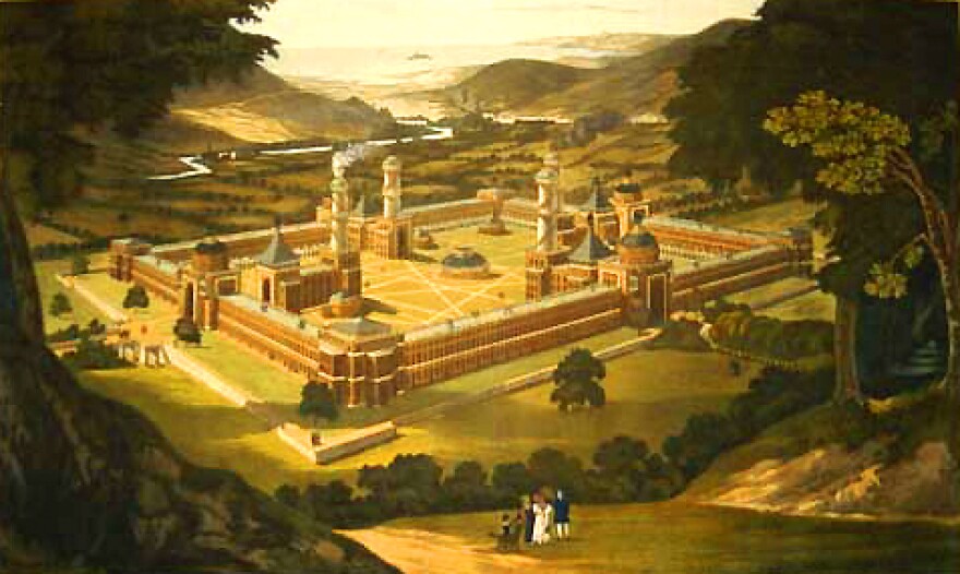 https://commons.wikimedia.org/wiki/File:New_Harmony_by_F._Bate_(View_of_a_Community,_as_proposed_by_Robert_Owen)_printed_1838.jpg