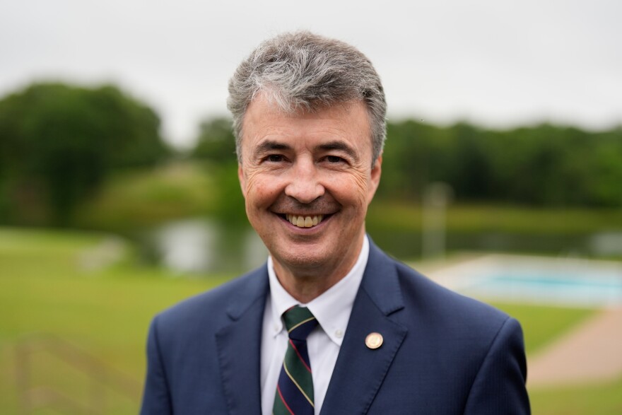 Alabama Attorney General Steve Marshall poses for a for a photo during the Stars of the State luncheon sponsored by the Wiregrass Republican Women, Thursday, May 7, 2026, in Enterprise, Ala.