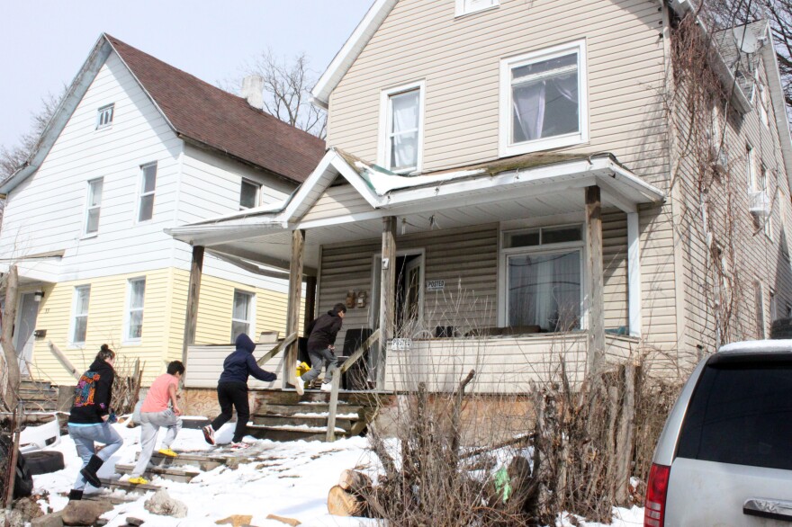 Angel Garcia and his wife, Deidre, have seven kids all under 10 years old. They now must walk down the street to a relative's house to bathe.