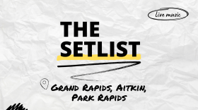 "The Setlist" and "Grand Rapids, Aitkin, Park Rapids" written over a crumpled paper background.