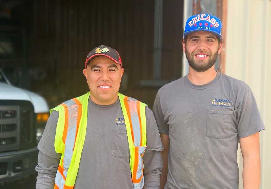 City of Aurora Water & Sewer Division employees, Daniel Chavez (left) and Josh Elrod, saved a one-year-old baby’s life last week while out in the field performing routine duties.