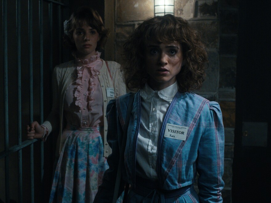 Vintage 80s Stripy shirt worn by Nancy Wheeler (Natalia Dyer) as seen in Stranger  Things TV show (Season 4 Episode 9)