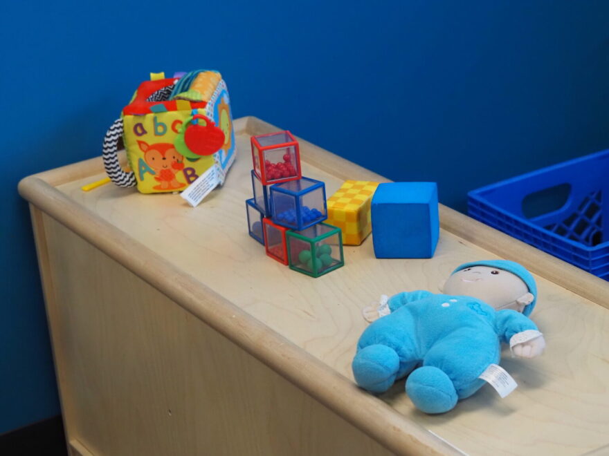 Toys are scattered along a shelf at Shepherd Community Center’s Minnie Hartmann Neighborhood Childcare facility on Tuesday, July 21, 2026.