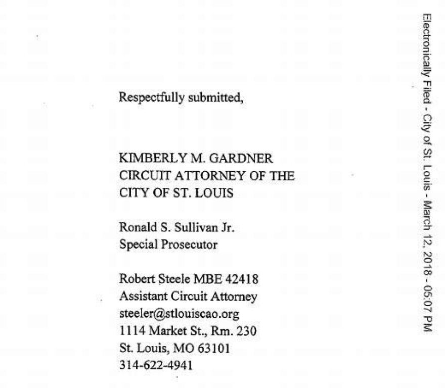 A screenshot from a court document filed March 12, 2018, showed Ronald S. Sullivan using the title special prosecutor, which defense attorneys claim violates state law.