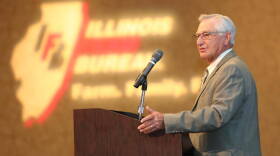 Illinois Farm Bureau President Rich Guebert delivers opening remarks at the Farm Income and Innovations Conference in Uptown Normal.
