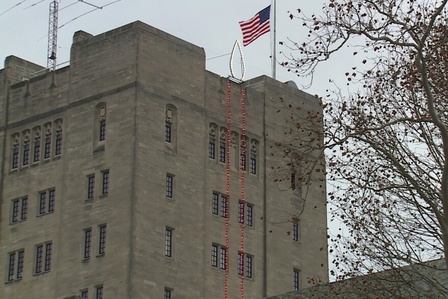 The bulbs that make up the candles at the IMU each year are now LED. (WFIU/WTIU News)