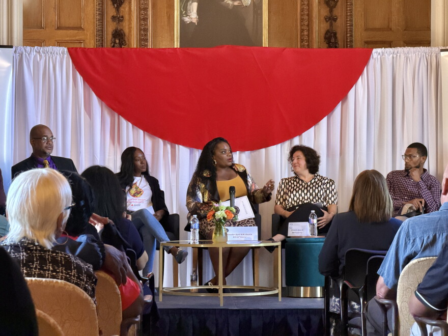 Sen. April Baskin speaks during a panel on sickle cell disease on Friday, August 28 in Buffalo, New York