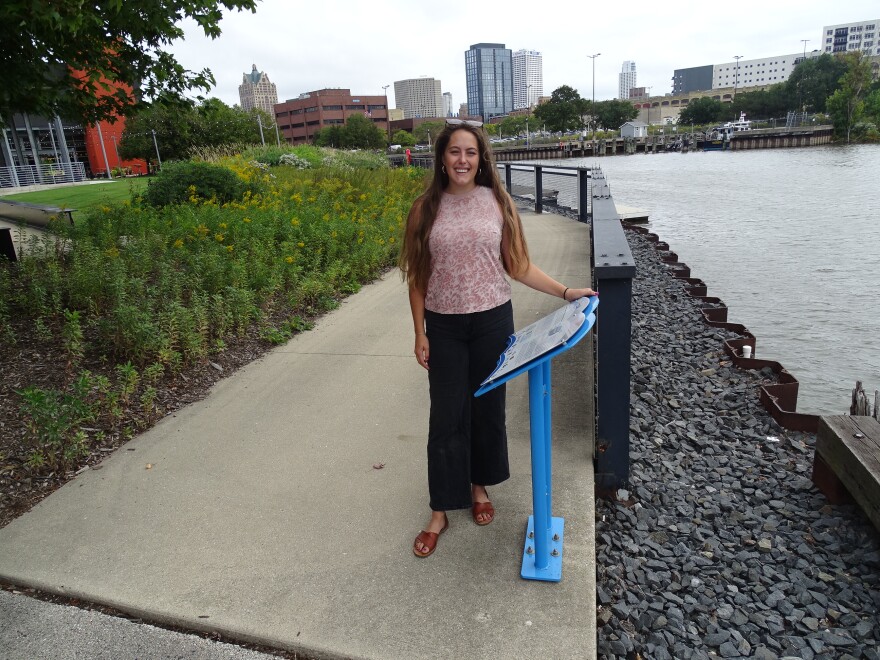 Alexis Laverdiere along the Menomonee River where the Harley-Davidson Museum stands - an example of bringing former industrial site back to life.