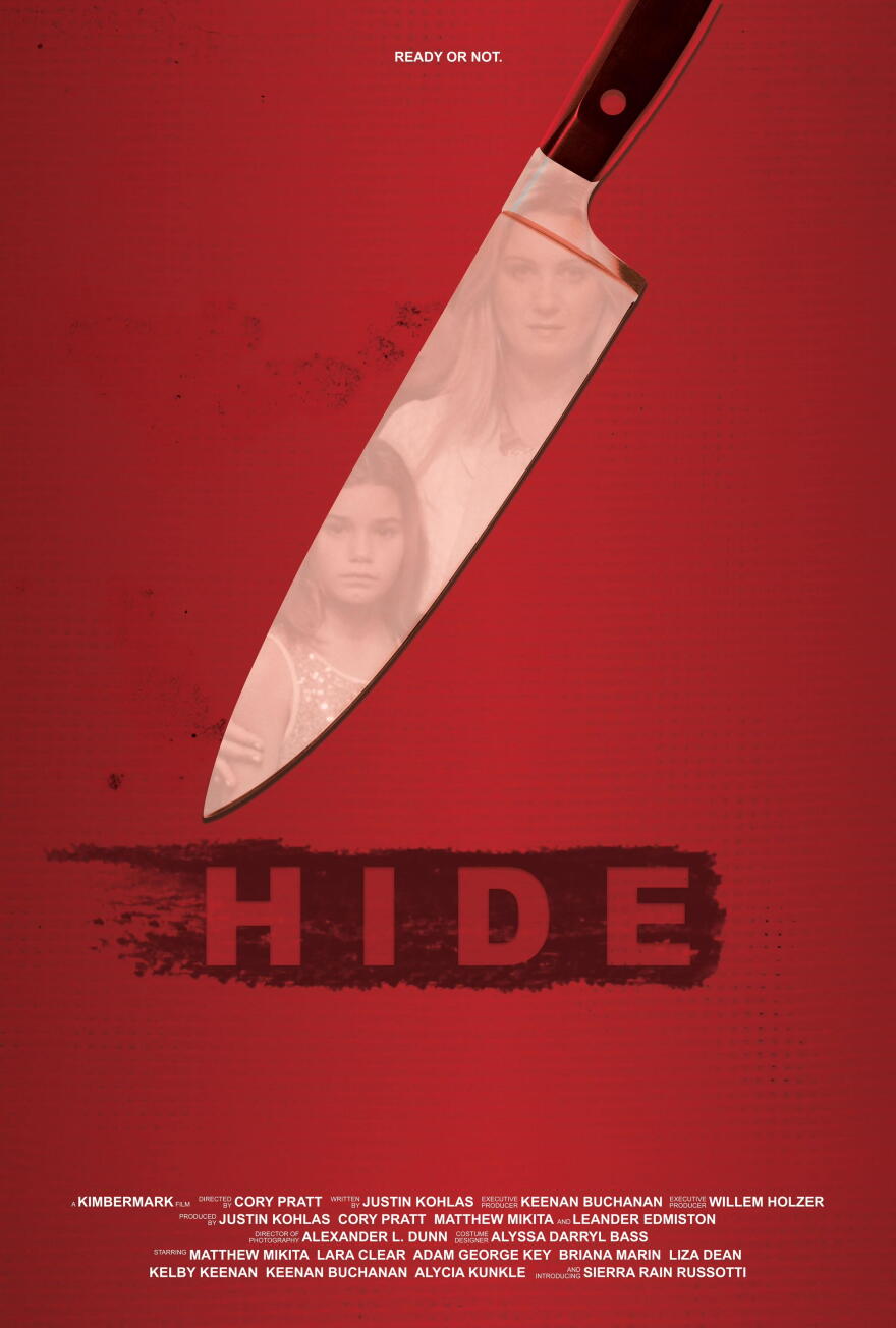 The poster for HIDE written by Andrew Oliver and directed by Cory Pratt.