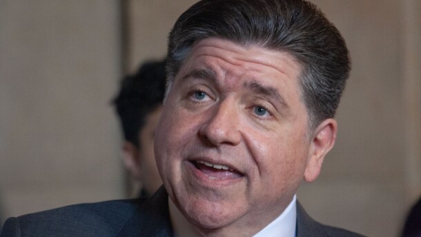 Gov. JB Pritzker takes questions from reporters during Agriculture Day at the Illinois Capitol on Tuesday, March 24, 2026.