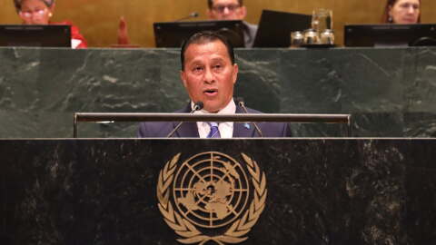 Federated States of Micronesia Vice President Aren B. Palik delivers the FSM’s national statement before the General Debate of the 81st United Nations General Assembly on Sept. 27, 2026.