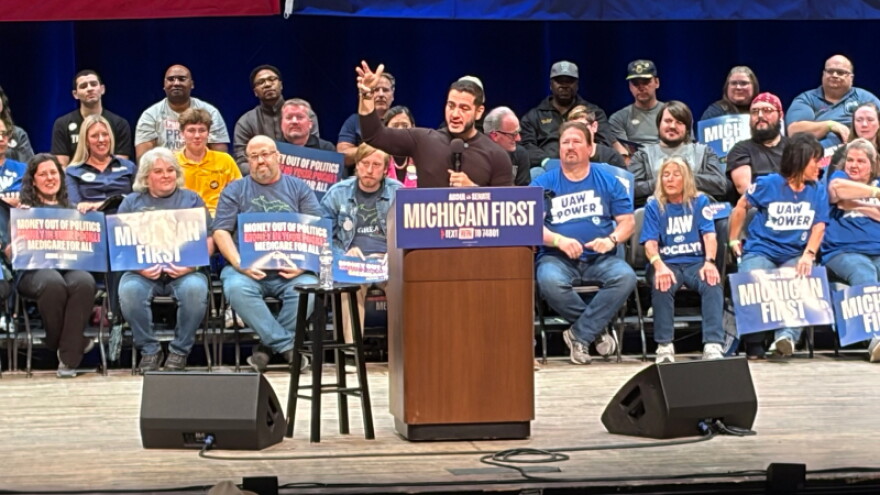 Abdul El-Sayed campaigns in Grand Rapids.