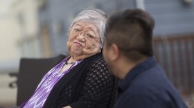 Ben Nakamura, right, with his mother at an assisted living facility in West Seattle. He keeps coming out to his mother, but that information doesn't appear to register.