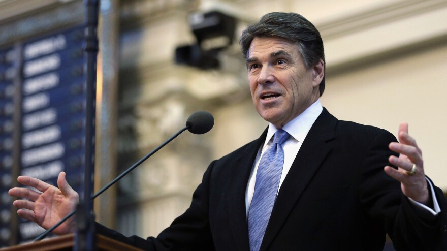 Texas Gov. Rick Perry addresses the opening session of the Texas Legislature in Austin earlier this year.