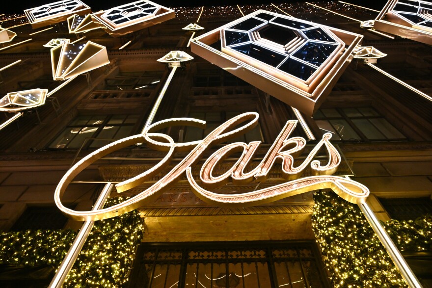 Saks Fifth Avenue holiday light show and window reveal on Monday, Nov. 24, 2025, in New York.