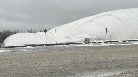 The partially deflated Hodag Dome.