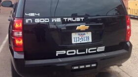 The Childress Police Department recently began displaying "In God We Trust" on its patrol vehicles.