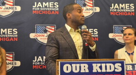 John Jame speaks to supporters on October 12, 2026