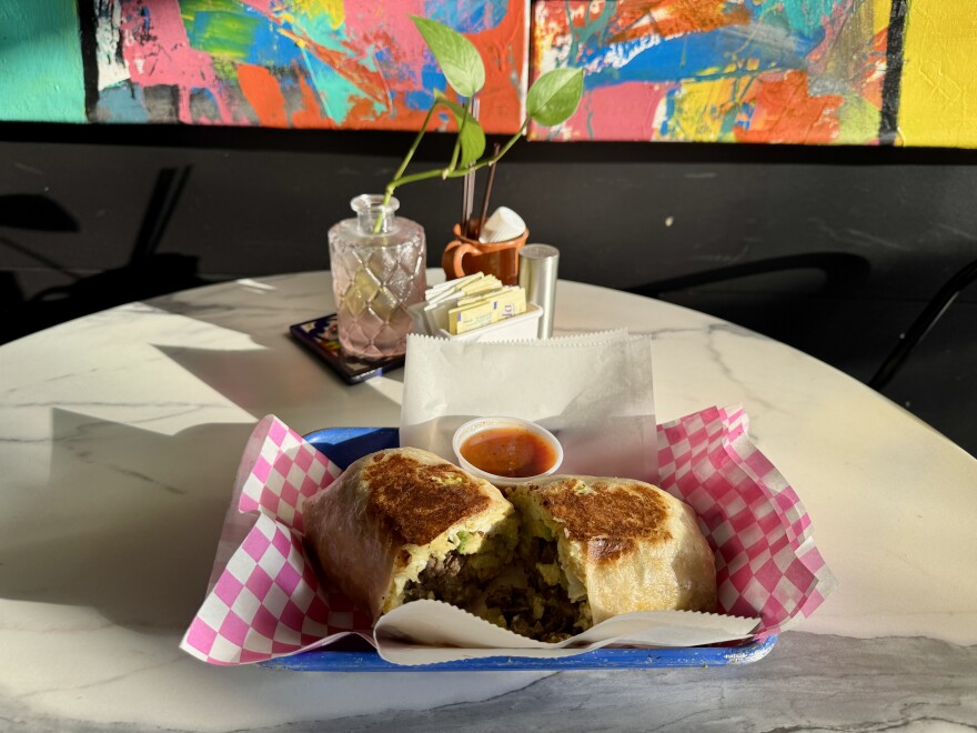 The Lombardi breakfast burrito at Red Kitchen KC.