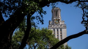 The University of Texas Tower is seen on the first day of classes on Aug. 25. 