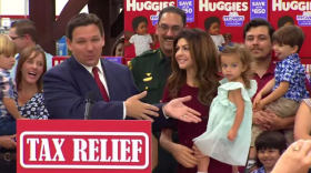  Gov. Ron DeSantis, wife Casey and daughter Mamie in Ocala, where the governor signed a tax-break package.