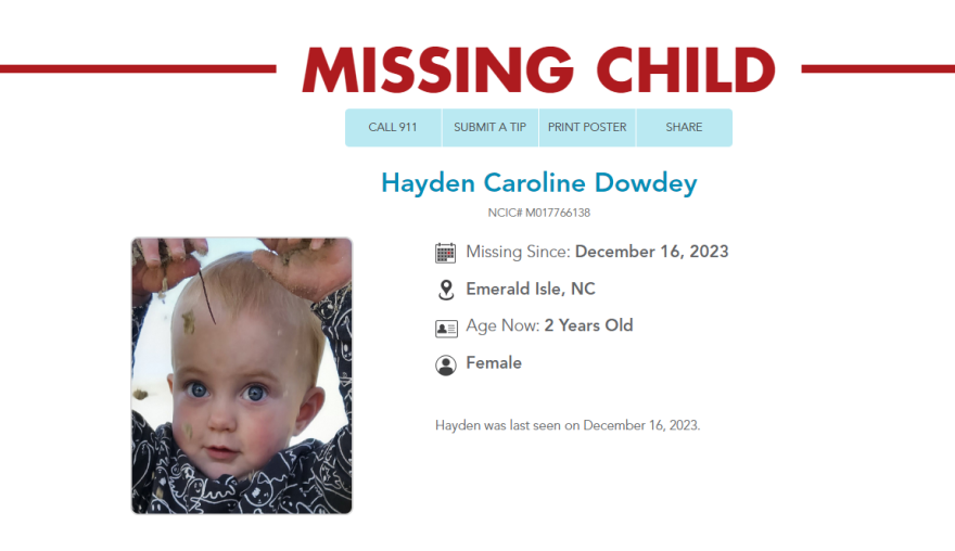 Hayden was declared missing by the NCMEC in December.