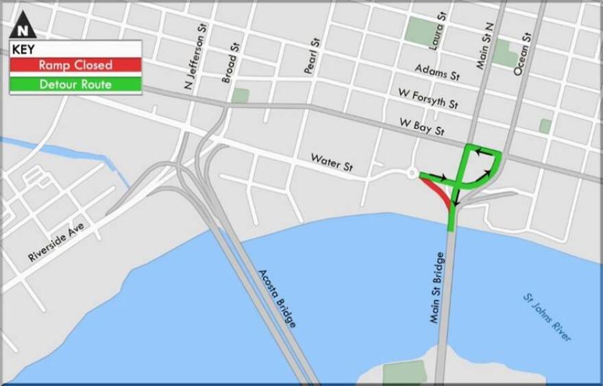 Main St. Bridge ramp detour map