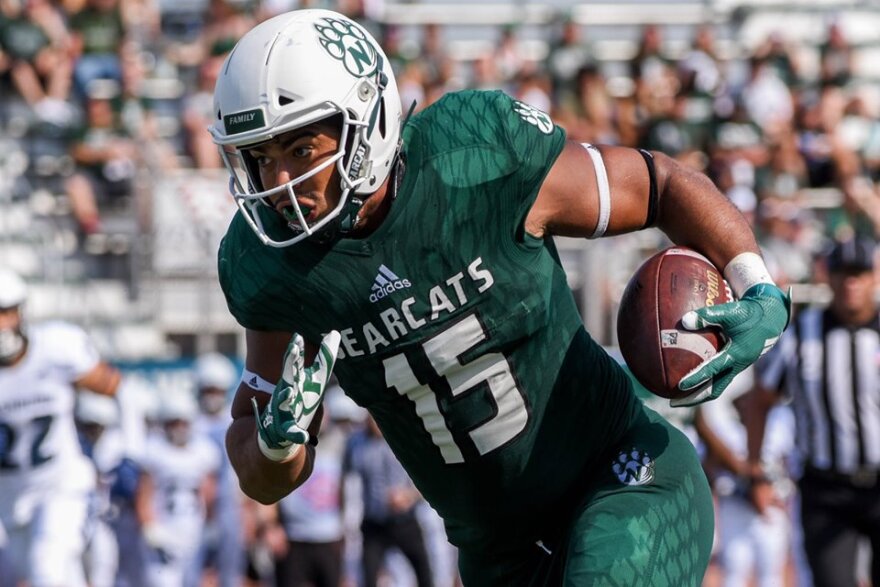 Action shot of Marqus Andrews during the football game