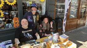 Rod Belcher (left) with Mike Allen and Amanda J. McGee during a Halloween event at Book No Further in Roanoke.
