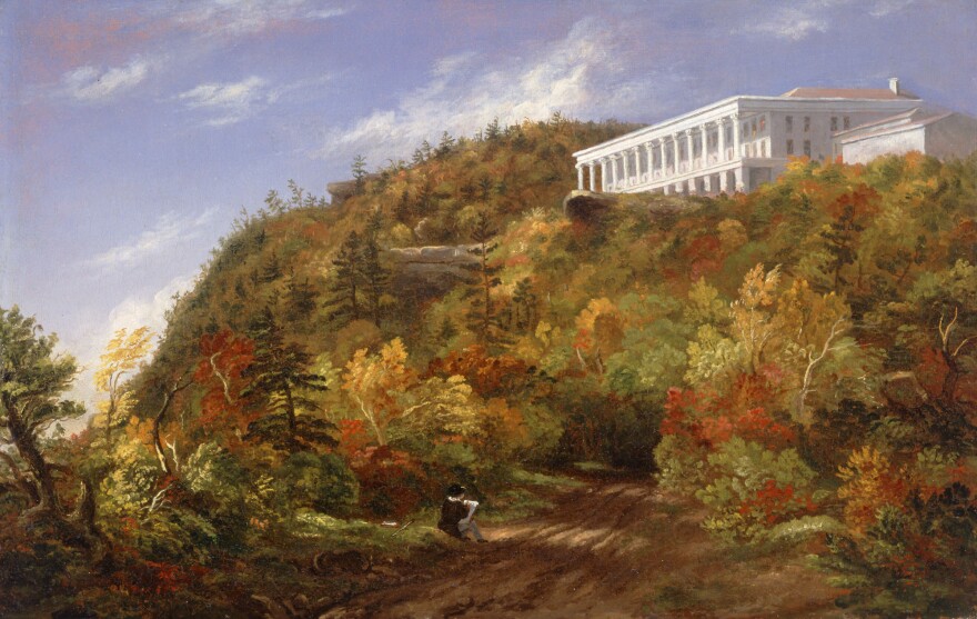 A View of the Catskill Mountain House Sarah Cole 1848, ht.15 1/3" x w.23 3/8" Albany Institute of History & Art, 1964.040
