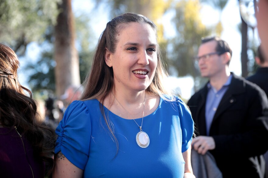 Woman with hair pulled back in clips