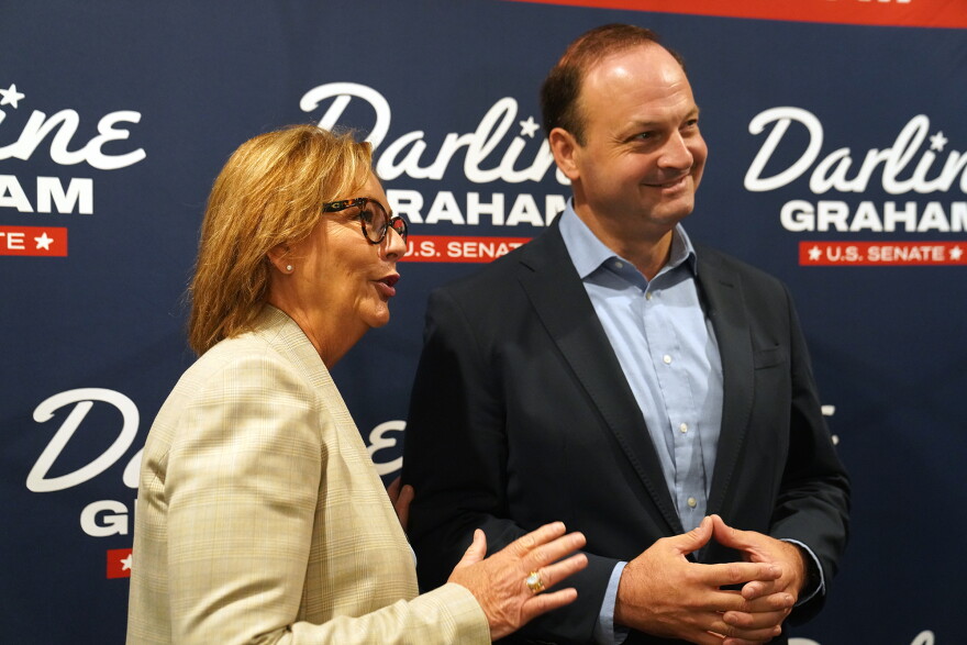 Sen. Darline Graham holds a campaign event with Republican gubernatorial noiminee Alan Wilson at Lizard's Thicket in Lexington on Sept. 21, 2026.