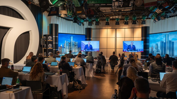 Democrat Abdul El-Sayed and Republican Mike Rogers debate at the WXYZ-TV studios in Southfield on October 21, 2026.