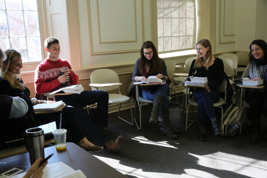 Fuchs in her favorite class this past semester, Romantic Poetry,  taught by Professor Duncan Wu.