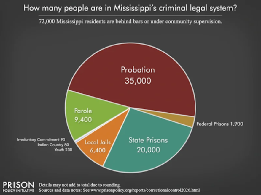 Breakdown of Mississippians in the criminal justice system as of this year.