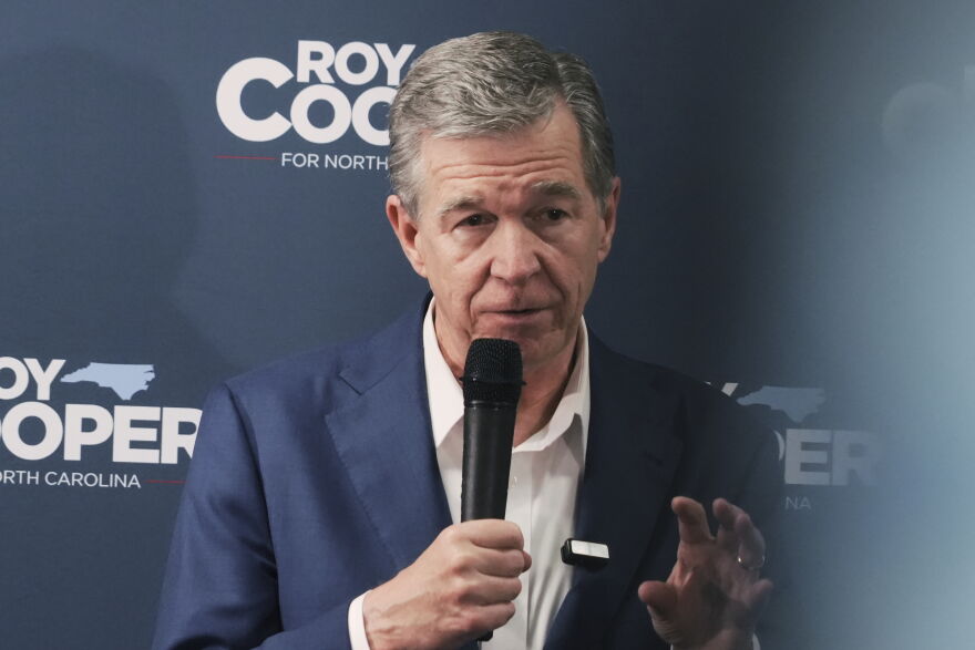 Former Democratic Gov. Roy Cooper, who is running for U.S. Senate, speaks to supporters at St. James African Methodist Episcopal Church in Goldsboro, N.C., on Thursday, Sept. 10, 2026.