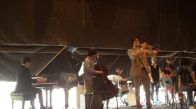 Student Timothy Park rehearses with Garfield Jazz I the day before their Essentially Ellington performance at Jazz at the Lincoln Center in New York.