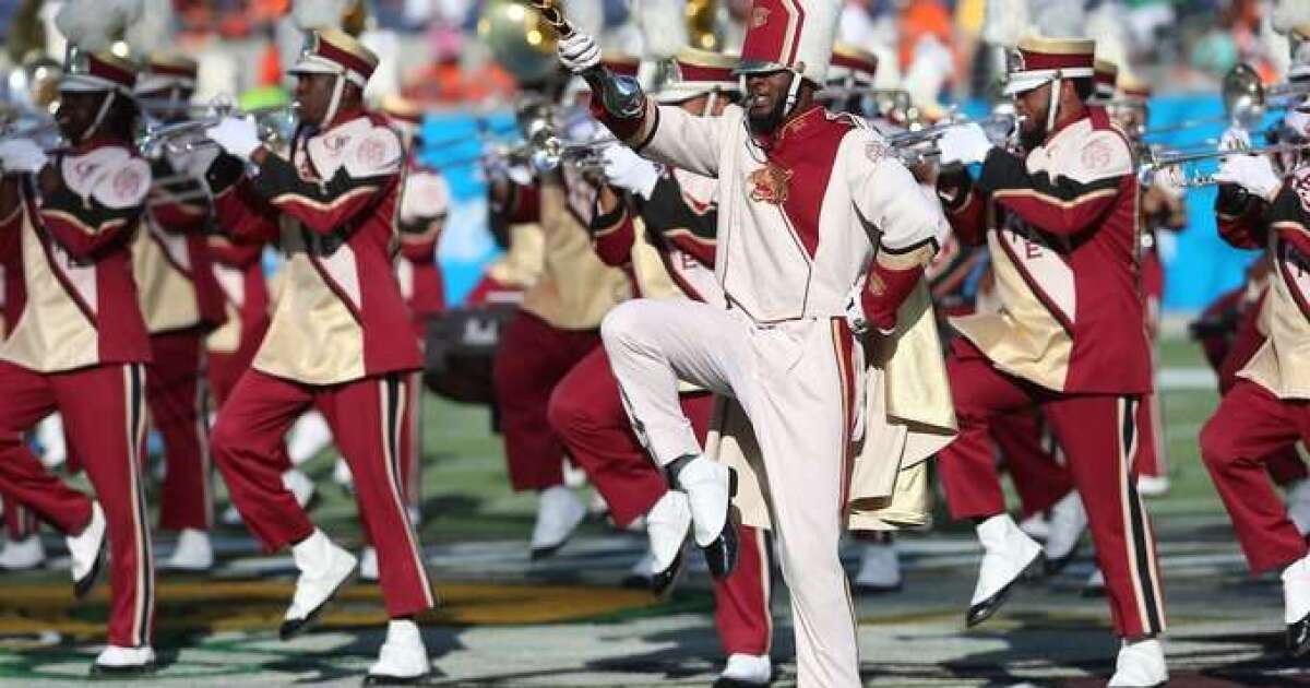 The FAMU marching band performs during the Florida Classic at the Citrus  Bowl in Orlando, Fla., as Florida A&M plays host to Bethune-Cookman on  Saturday, Nov. 22, 2014. (Photo by Stephen M.